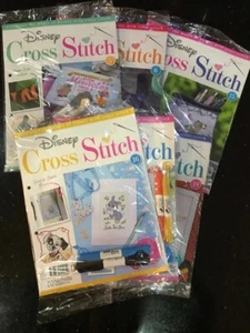 6 X HACHETTE DISNEY CROSS STITCH MAGAZINE ISSUES 5,6,15,16,17,18 WITH THREADS - Picture 1 of 13