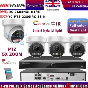 Hikvision 4POE 4CH NVR 8MP 5X Zoom IP Camera Dual Light Colorvu CCTV System Lot - Picture 1 of 25