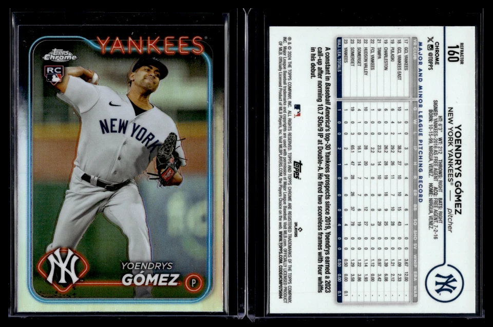 2024 Topps Chrome Baseball Refractor Rookie #160 Yoendrys Gomez - Image 1 of 1