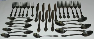 Vintage 35-Pc Customcraft Stainless Flatware Lot - "H" Monogram Floral Taiwan - Picture 1 of 17