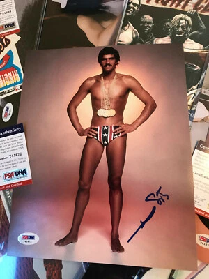 Mark Spitz Auto 8x10 PSA/DNA COA 1972 stand w/ Olympic GOLD 7x  Signed autograph - Image 1 of 2