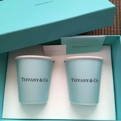 Juego de 2 vasos de papel Tiffany & Co Bone China con caja Foto 1 de 4