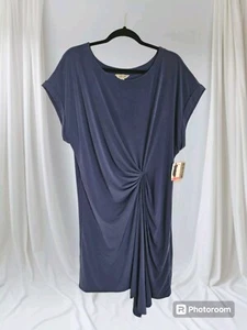 Kenneth Cole Reaction Dress Women Blue Stretch Short Sleeve Size XXL NWT - Picture 1 of 8