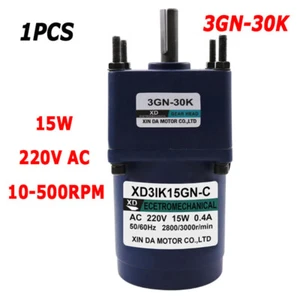 1 PCS 220V AC Gear Reduction Motor 15W 10RPM-500RPM Fixed speed Gearbox 3GN-30K - Picture 1 of 5