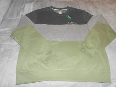 NEW LL BEAN large sweater L gray green rugby colorblock embroidered men's nwt - Image 1 of 4