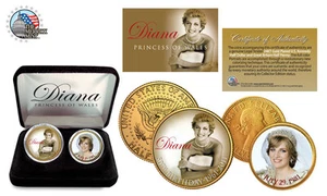 PRINCESS DIANA 1961-2011 *50th Birthday* 24K Gold Legal Tender NEW 2-Coin Set - Picture 1 of 2