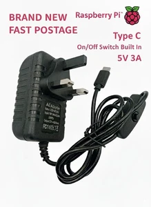 5V 3A USB Type C Power Supply Adapter ON/Off Switch For Raspberry Pi 4 - Picture 1 of 6
