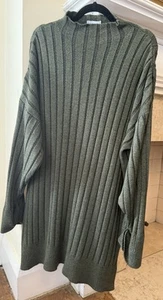 Topshop Pulloverkleid mit Stehkragen Oversize Medium tiefgrün gerippt - Bild 1 von 9