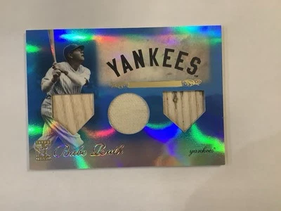 BABE RUTH 2009 TOPPS TRIPLE JERSEY/ BAT RELIC MATERIAL  34/75 BLUE BEAUTY - Image 1 of 4
