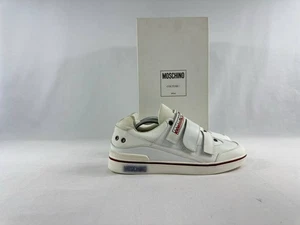 Moschino Zapatillas de Alta Costura con Correa de Cuero Blanco para Hombre Talla 8 EU 41 - Imagen 1 de 9