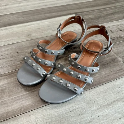 Sandalia Coach Vanna Demi de cuero cuña talla 8,5 gris plata tachonada FG3451 Foto 1 de 4