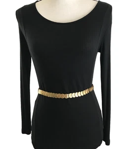 Women's Belt Gold Small-Medium Gold VTG Coin Stretch Disco Dress Metal Ladies - Picture 1 of 9