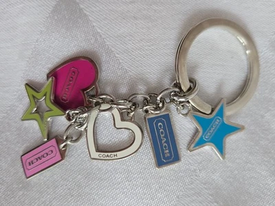Vintage COACH Corazones y Estrellas Multicolor Multicolor Llavero Llavero Cartera Dije Foto 1 de 4