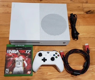 Consola Xbox One S 1TB 1681 Paquete Blanco, Mando 1708, Alimentación, HDMI, PROBADO Foto 1 de 4