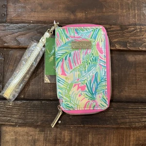 NUEVO Lilly Pulitzer Tiki Palm Tropical Storm Cartera Muñequera iPhone 6 Cremallera Alrededor - Imagen 1 de 7