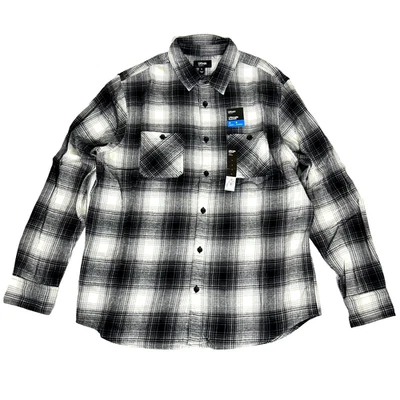 Camisa de franela Urban Pipeline Ultimate para hombre L negra blanca algodón a cuadros A421 nueva con etiquetas Foto 1 de 4