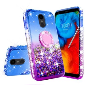 For LG Stylo3/Stylo 3 Plus Cute Liquid Glitter Ringstand Girls Women Case Purple - Picture 1 of 1