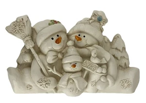 Schneemann Familie Tischplatte Kaminsims Deko Weihnachten Winter Keramik Schneemänner Display - Bild 1 von 11