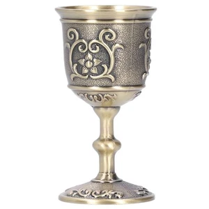 L Bronze Wine Cup Vintage Goblet Embossed European Royal Chalice Whiskey - Picture 1 of 22
