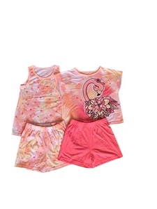 Wonder Nation Girls Pajamas Set S(6-6X) Top Shorts 4-Piece Unicorn Graphic Multi - Picture 1 of 8