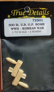 500 lbs. US, GP BOMBE, WWII,  Resin-Set, True Details, Scale: 1/72,  Kit: 72501 - Bild 1 von 1