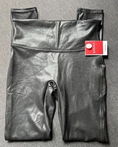 SPANX Shiny Coated Black “Faux Leather” Leggings Size S/P NWT - Picture 1 of 11