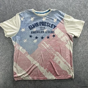 Elvis Presley Shirt Mens XL American Legend USA 1935 Graphic Tee Blue Red Star - Picture 1 of 14