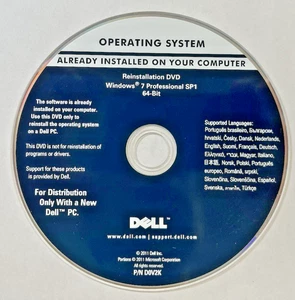 Dell OEM Microsoft Windows 7 Professional SP-1, 64-bit Reinstallation DVD. - Picture 1 of 1