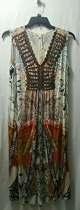 NWT World Unity Woman 1X Boho Hippie Crochet Accent Studs High Low Maxi Dress - Picture 1 of 10