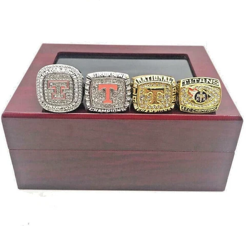 4 Pcs Set Tennessee Volunteers Rings Game Collectors Ring Football Champions Cover