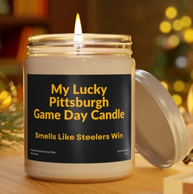 Customizable Pittsburgh Steelers Win Premium Natural Candle 9 oz Football Decor - Image 1 of 4