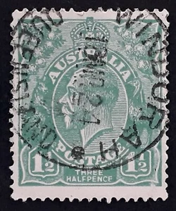 1924 Australia 1 1/2d Green KGV Stamp Used - WINDORAH QUEENSLAND Postmark - Picture 1 of 3