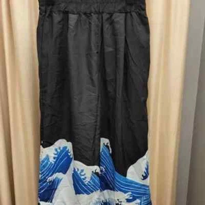 Women's Pants Japanese Style Ukiyoe Oversize Wide Pants Wave Printed Large - Picture 1 of 9