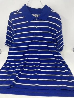 Sun River Clothing Shirt Mens Large Blue White Stripe Polo Short Sleeve Pocket - Image 1 of 4