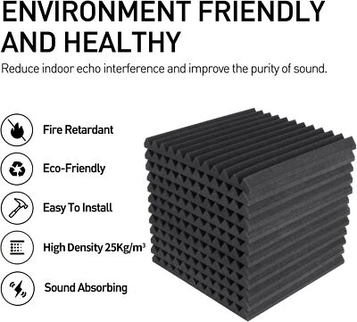 12~96PACK 12"X12"X1" Acoustic Foam Panel Wedge Studio Soundproof Wall Tile - Image 1 of 4