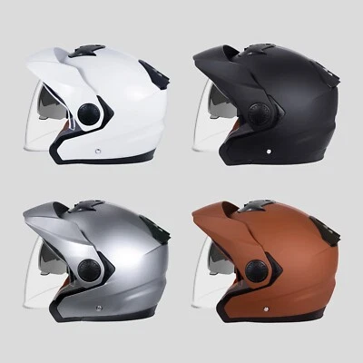 Jethelm Motorradhelm Rollerhelm Doppelvisiere Helm Vespa Mofa Scooter - Bild 1 von 4
