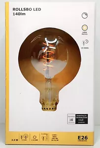 IKEA Rollsbo 5” LED Thomas Edison Light BULB 2.2W 1800K Globe 140 Lumen E26 Base - Picture 1 of 24