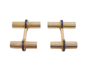 Vintage Van Cleef & Arpels 14K Solid Yellow Gold Men's Sapphire Cufflinks - Picture 1 of 7