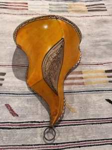 Moroccan orange sconce- Moroccan leather sconce- Henna sconce light orange - Picture 1 of 6