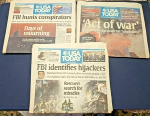 3 original 9/11 newspapers USA today, complete - Picture 1 of 2