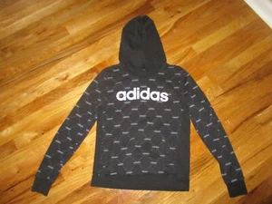 Ladies Adidas Black All Over Logo Hoodie Sweatshirt Size Small - Picture 1 of 5