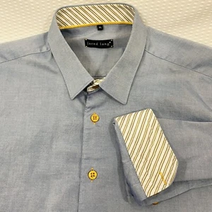 Jared Lang Mens Dress Shirt Size xl long sleeve Flip Cuff Chambray Blue - Picture 1 of 7