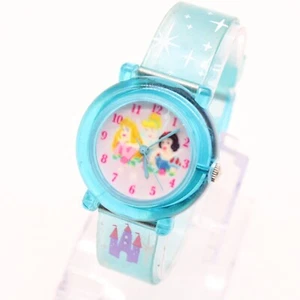 Vintage Disney Watch Kids Blue Tone Rubber Band Princesses Classic Dial - Picture 1 of 8