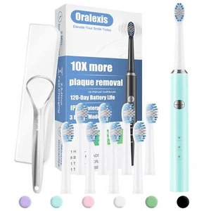 Electric Toothbrush for Adults and Kids with Tongue Scraper and 8 Brush Heads... - Picture 1 of 7