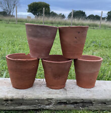 5 Hand thrown  Terracotta Plant Pots 4" Lot 6 Garden Antique