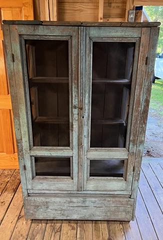 1900s Antique Pie Safe Jelly Cabinet Robin Blue Original Paint￼ Pine S Carolina Cover