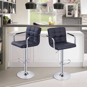 1/2pcs Faux Leather Bar Stools Breakfast Kitchen Chair Chrome Swivel Bar Stool - Picture 1 of 179