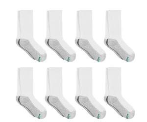 Hanes Boys' 8pk White Cushioned Crew Socks M - Picture 1 of 4