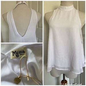 Top trasero Show Me Your Mumu blanco Walter V talla pequeña nuevo con etiquetas  - Imagen 1 de 8