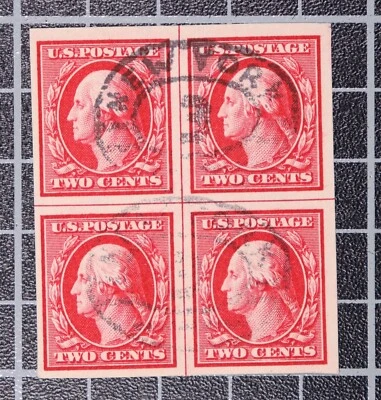 Scott 384 2 Cents Washington Used Center Link Block SCV - $100.00 - Image 1 of 2
